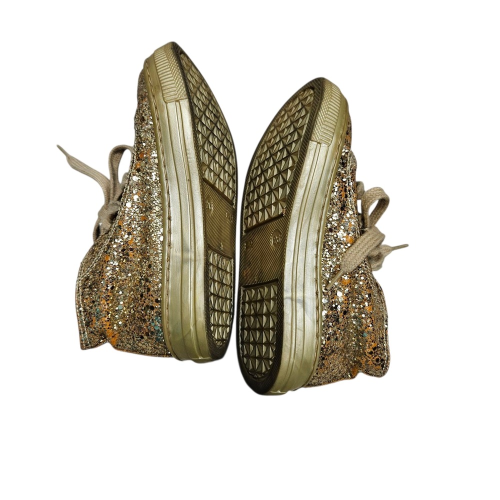 I Pinco Pallino Italy Glitter‎ Sneakers Sparkly Gold Lace Up Shoes Kids 26 9 - Picture 9 of 12